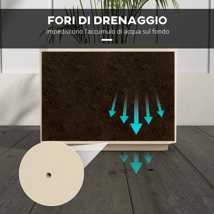 Set da 2 Vasi da Giardino Quadrati Impilabili per Esterno e Interno Beige