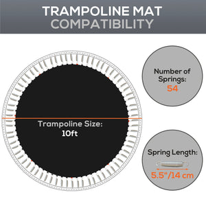 Tappeto Elastico di Ricambio per Trampolino da 3m con 8 Cuciture e Rivestimento Anti UV   Nero