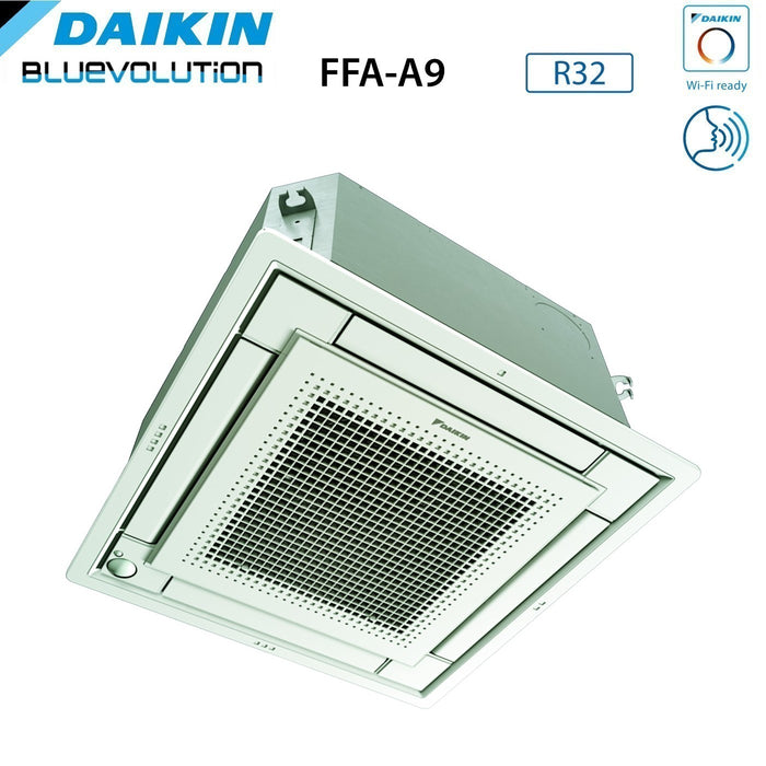 Unità Interna a Cassetta Ultrapiatta Daikin Fully Flat a 4 Vie 600x600 9000 Btu FFA25A R-32 Wi-Fi Optional con Griglia Bianca