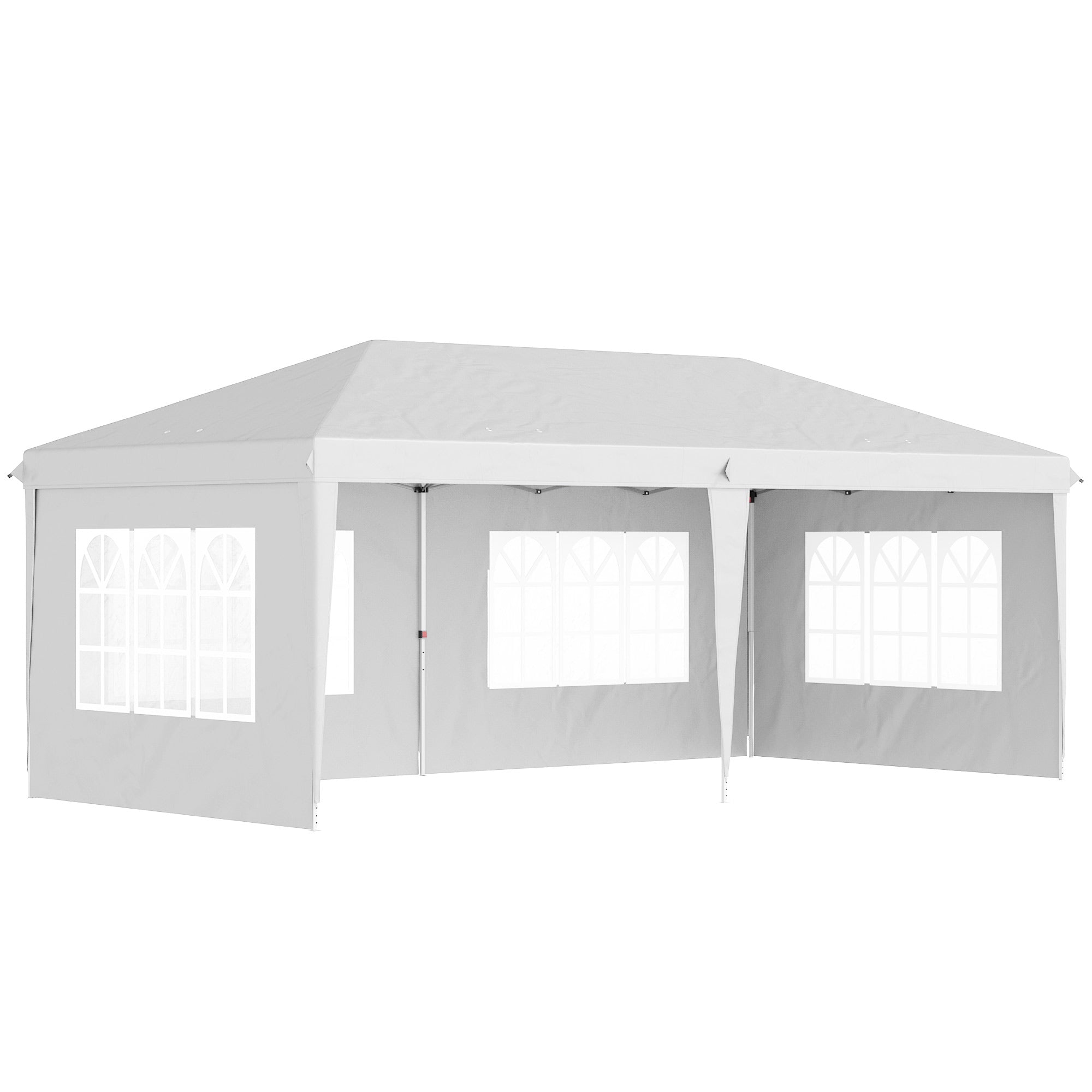 Gazebo da Giardino 5,85x2,95x2,7m in Acciaio e Poliestere Bianco