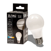 V-TAC Lampadina LED E27 8,5W A60 3000K SKU 217260