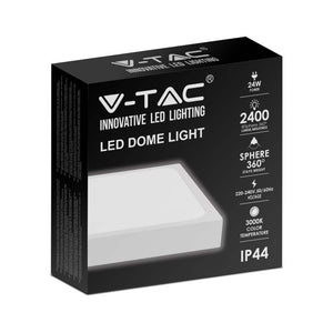 V-TAC Plafoniera LED Quadrata 24W Colore Bianco 4000K IP44 SKU 7628