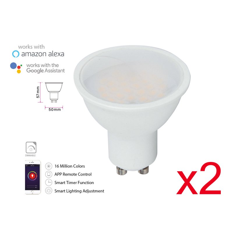 V-TAC Smart Lampada Faretto Led GU10 4,5W WiFi RGB CCT Dimmerabile APP Compatible Amazon Alexa Google Home SKU-2757