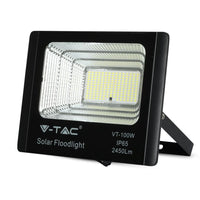 V-TAC VT-100W Faro Faretto Professionale LED 100W con Pannello Solare e Telecomando 4000K  SKU 8576