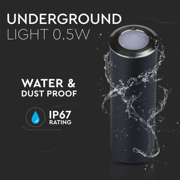 V-TAC VT-1141 Faretto LED Segnapasso a Cilindro da Interramento 0,5W Colore Argento 12V 3000K IP67 Driver non Incluso SKU 1463
