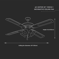 Ventilatore LED da Soffitto 4 Lampadine E27 in Vetro con Motore a Corrente Alternata da 55W 4 pale