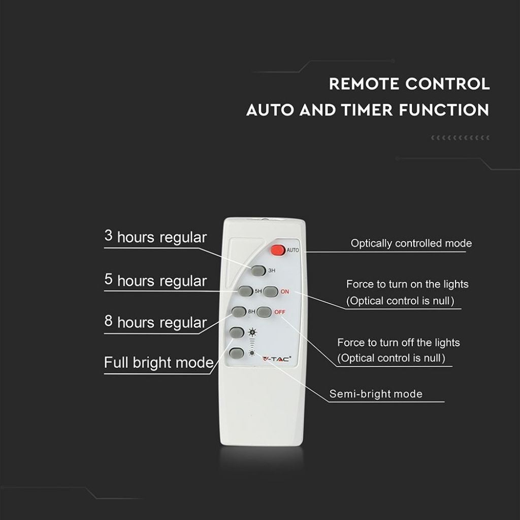 V-TAC VT-60W Faro Faretto Proiettore LED 60W con Telecomando e Pannello Solare 20W 4000K SKU 8575