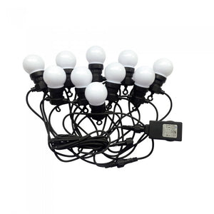 V-TAC VT-71020 Catenaria 10mt con 20 Lampadine mini Globo LED 10W Colore Bianco con Shuko e Trasformatore 6000K IP44 - SKU 7440