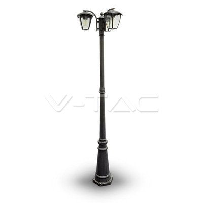 V-TAC VT-740 Lampione LED con Portalampada E27 (Max 3*60W) Colore Nero h: 199cm IP44 - SKU 7063