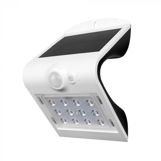 V-TAC VT-767-2 Faretto Lampada LED Solare da Muro a Batteria 1,5W 14LED con Sensore PIR Colore Bianco 4000K IP65 SKU 8276