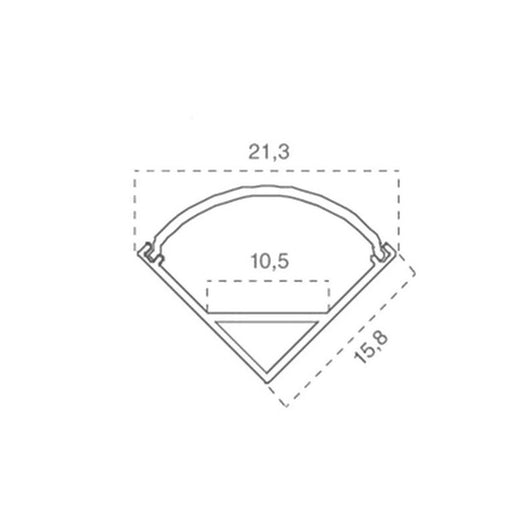 Profilo in Alluminio Angolare per Strip LED (Max l: 10,5mm) Copertura Satinata 2000 x 15,8 x 15,8mm