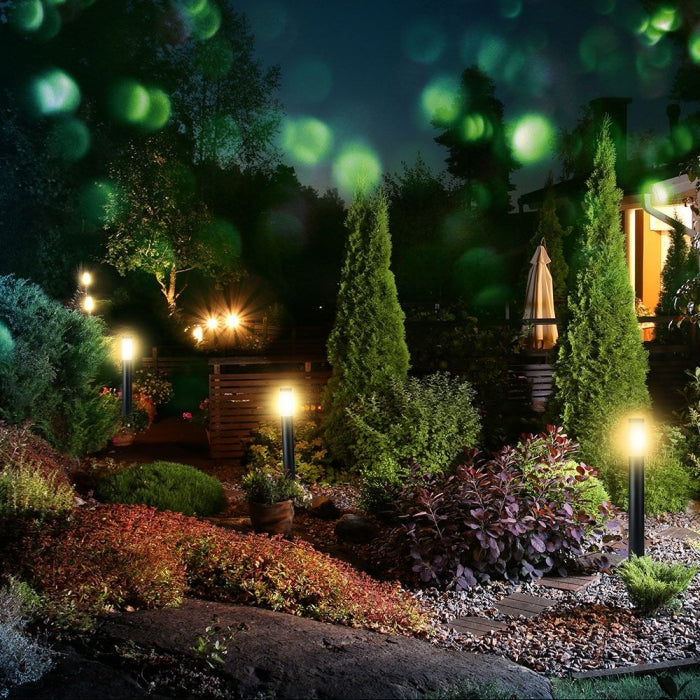 Lampioncino Piantana da Giardino 80cm con Portalampada E27 (max 60W) in Acciaio Inossidabile Grigio IP44