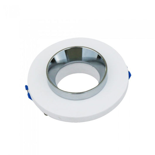 V-TAC VT-862-CRD Portafaretto LED da Incasso Rotondo GU10 e GU5.3 (MR16) Corpo in Gesso Bianco e Metallo Cromato - SKU 3127