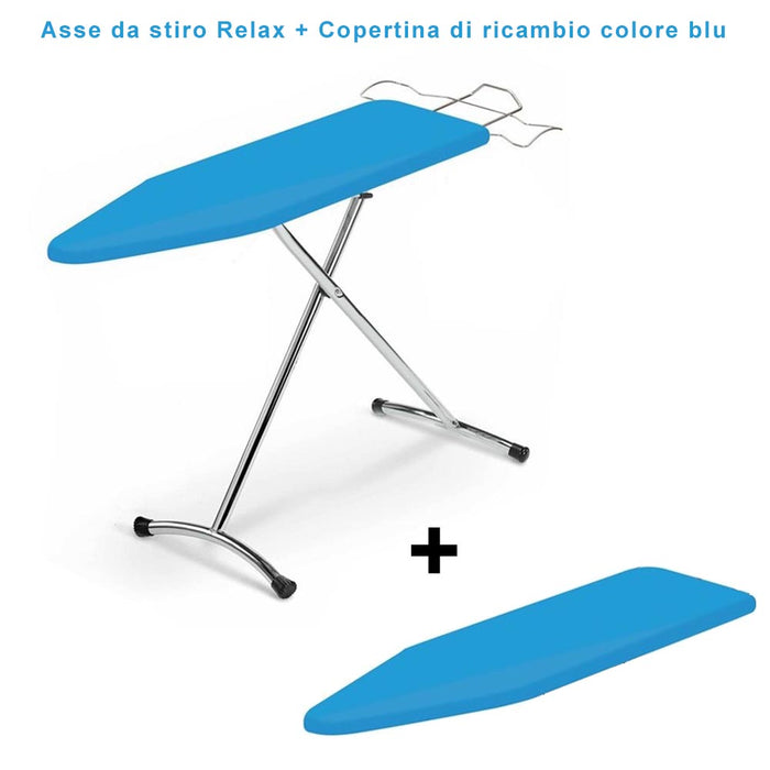 Relax asse da stiro con 1 copertina aggiuntiva di ricambio colore blu regolabile in altezza