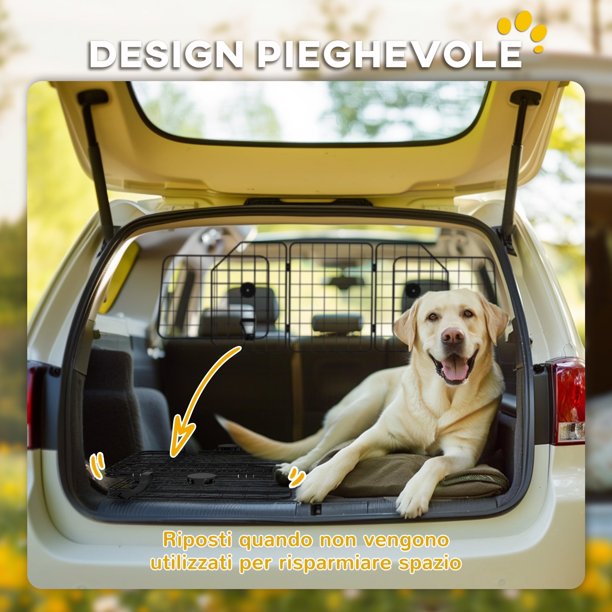 Griglia Divisoria Universale Regolabile e Pieghevole per Trasporto Cani in Auto 93-150x42cm Nero