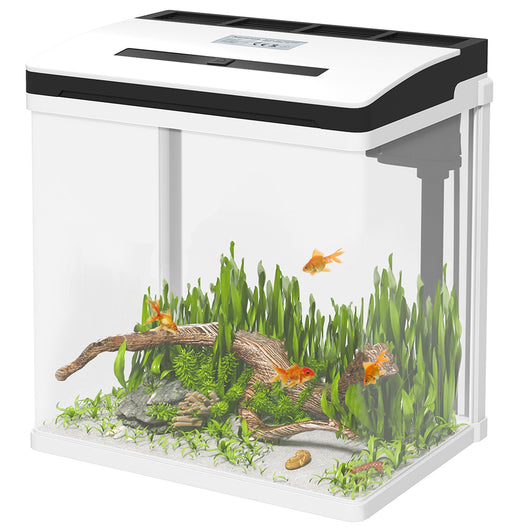 Acquario con LED 13 Litri 29x20x30,5 cm con Fori di Ventilazione in Vetro HD e ABS