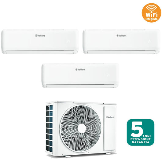 Climatizzatore Condizionatore Vaillant Trial Split Inverter serie CLIMAVAIR PRO 7+9+18 con VAM1-070A3NO R-32 Wi-Fi Integrato 7000+9000+18000