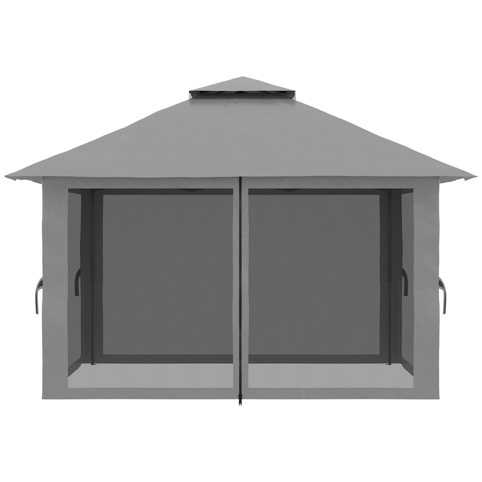 Gazebo da Giardino Pieghevole 392x392x283 cm in Acciaio e Tessuto Oxford Grigio