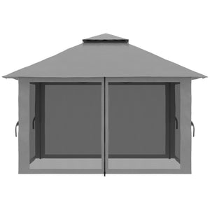 Gazebo da Giardino Pieghevole 392x392x283 cm in Acciaio e Tessuto Oxford Grigio