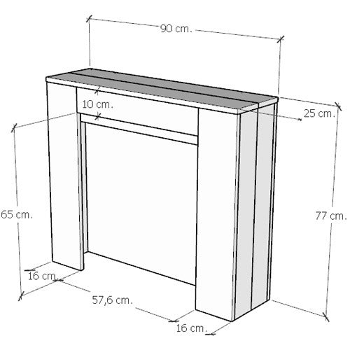 Consolle Allungabile 90x25/211 cm Pannelli in Nobilitato Kiba Antracite