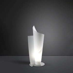 Lampada Da Tavolo Moderna A 1 Luce Vela In Polilux Bianco H70 Made In Italy