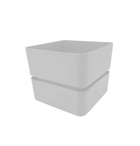 Vaso In Plastica Quadrato Veleta, Sottovaso Incluso - Dimensione: cm 9.5x9.5x8 h - Colore: Snow (Bianco) - VELETA9SNOW