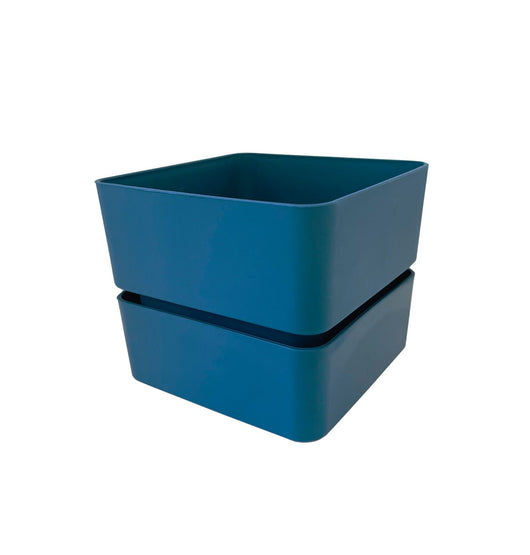 Vaso In Plastica Quadrato Veleta, Sottovaso Incluso - Dimensione: cm 12x12x10 h - Colore: Denim (Blu) - VELETA12DENIM