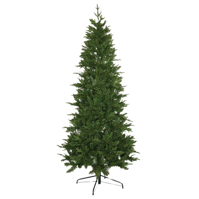 Albero di Natale sottile alto 210 cm di colore verde realizzato in PE e PVC