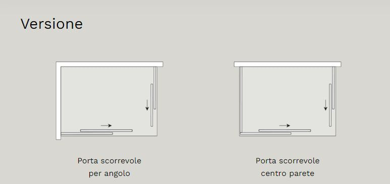 Box Doccia H. 200 Con Ante Scorrevoli Reversibile Mod. Rapid Cristallo 6 Mm Trasparente, Finitura Nero Matt - Cm. 80 X 140