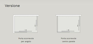 Box Doccia H. 200 Con Ante Scorrevoli Reversibile Mod. Rapid Cristallo 6 Mm Trasparente, Finitura Nero Matt - Cm. 80 X 140