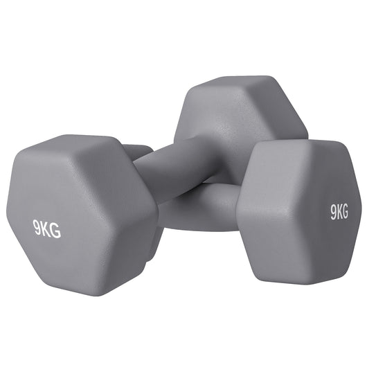 Set 2 Manubri Palestra 9 kg Pesi esagonali per Allenamento Grigio