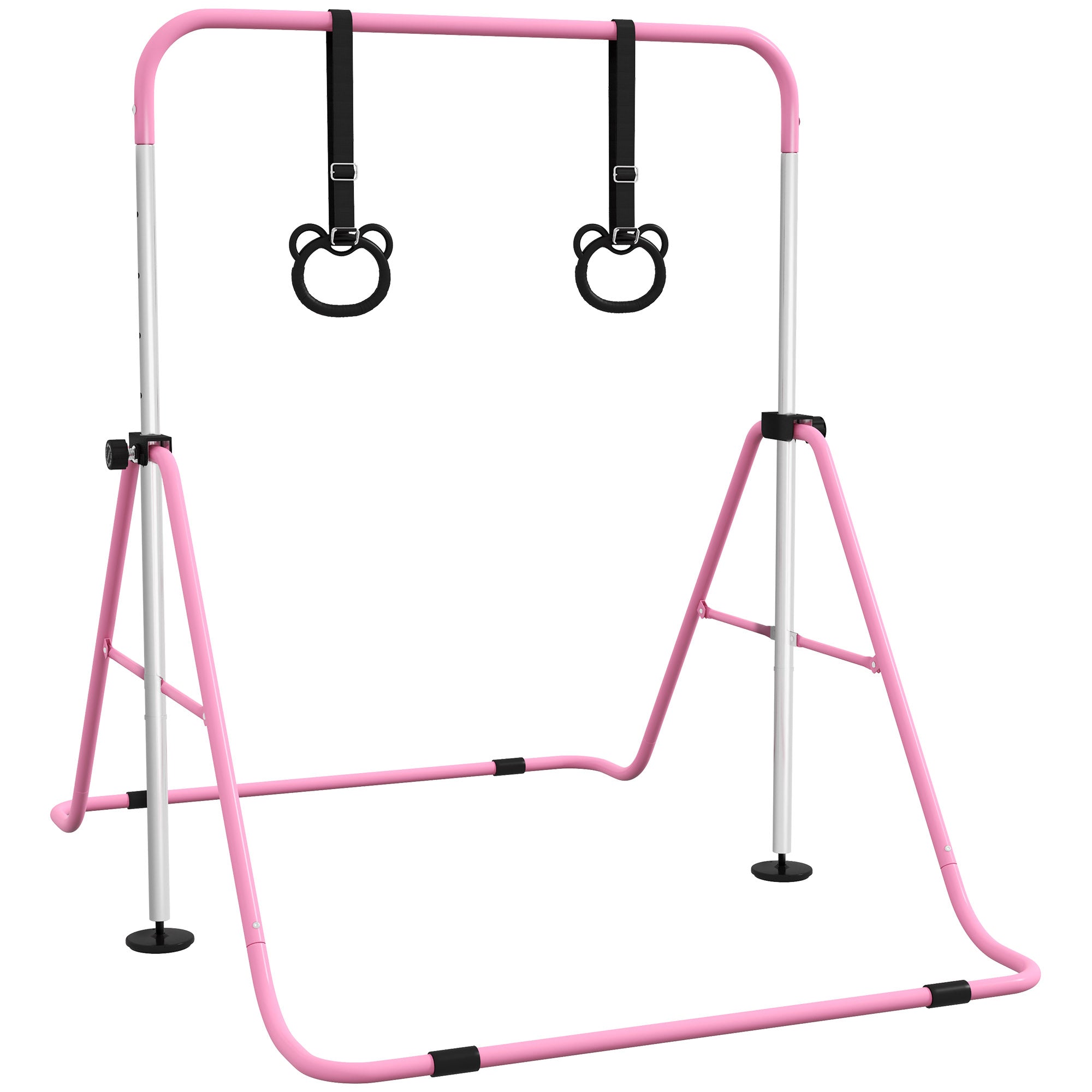 Sbarra per Ginnastica Artistica per Bambini Altezza Regolabile 88-128 cm 2 Anelli Rosa