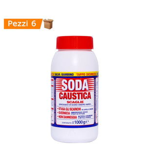 Multipack da 6 pz di soda caustica in scaglie barattoli da 1 kg ciascuno