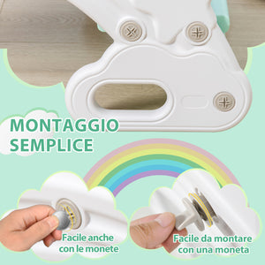 Set 2 in 1 Dondolo e Tavolo con Sedie per Bambini 100x54x42 cm in HDPE Grigio e Verde