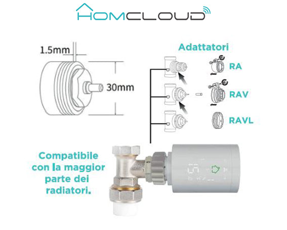 Valvola termostatica per radiatori Smart digitale zigbee Smart Life Tuya XH-TVZ