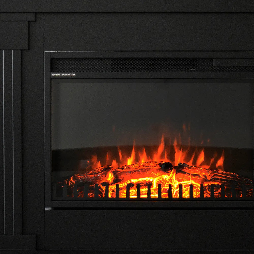 Caminetto elettrico VARMA NERO TEMPO STYLE con cornice di legno effetto fuoco 1.500 W