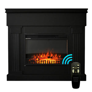 Caminetto elettrico VARMA NERO TEMPO STYLE con cornice di legno effetto fuoco 1.500 W