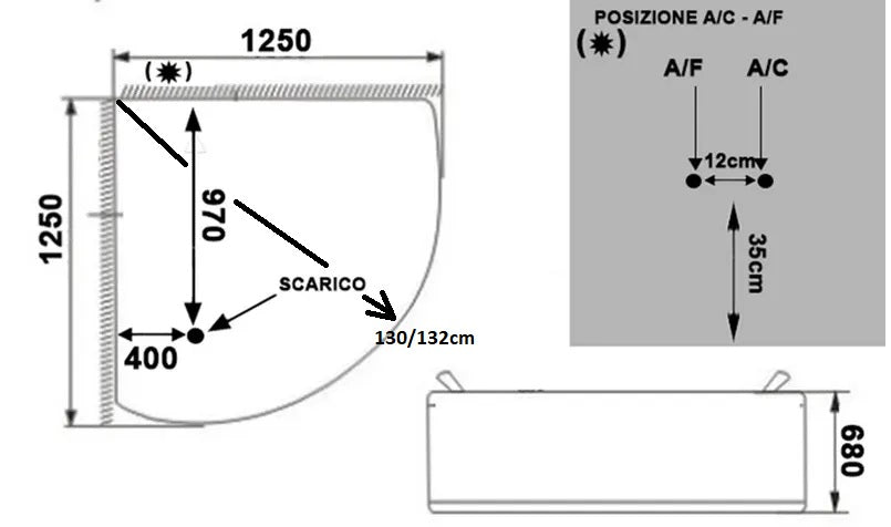 Vasca da bagno idromassaggio 125x125 Full Optional Sicorage Occla