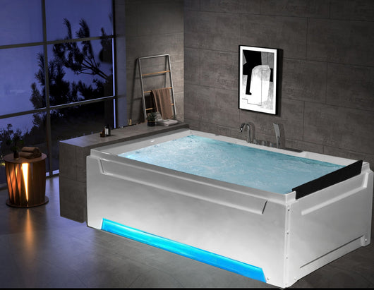 Vasca da bagno idromassaggio due posti 185x125 cm luci led, riscaldatore Sicorage Calaidy