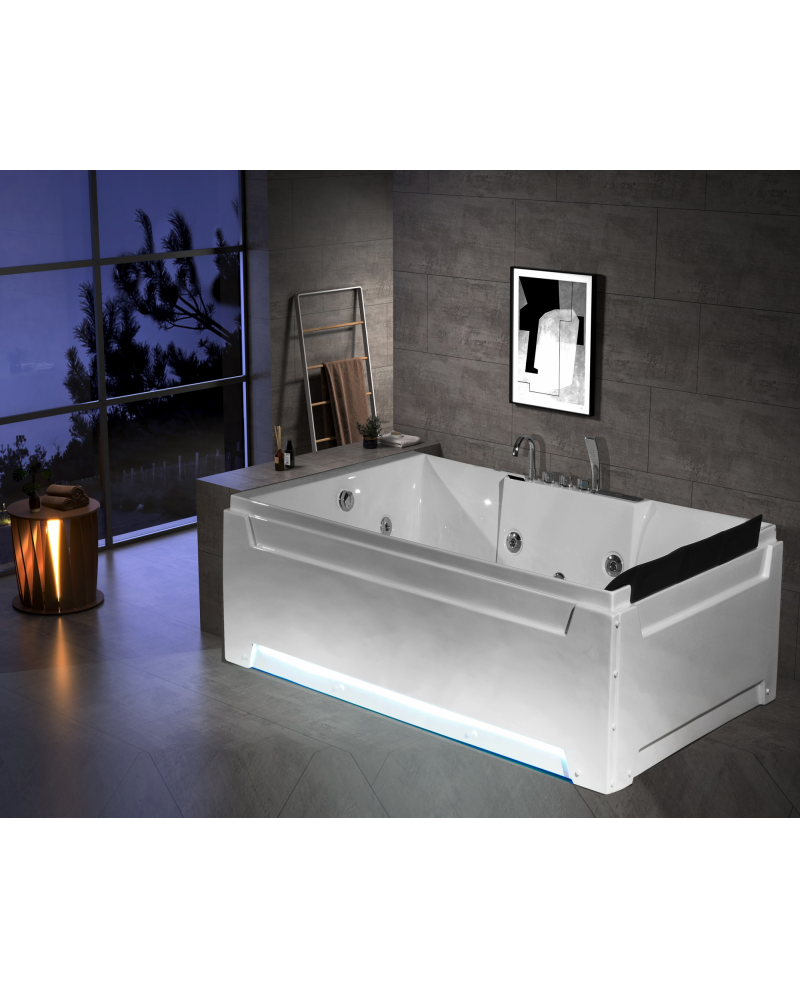 Vasca da bagno idromassaggio due posti 185x125 cm luci led, riscaldatore Sicorage Calaidy