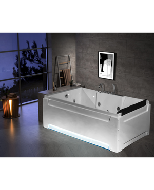 Vasca da bagno idromassaggio due posti 185x125 cm luci led, riscaldatore Sicorage Calaidy