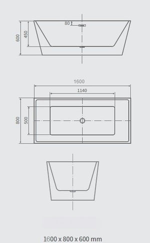 Vasca freestanding centro stanza, acrilico moderna 160x80x58cm Relpunt Rodi