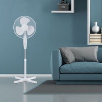 Ventilatore con Base a Croce 40W Altezza Regolabile (Max 120cm) 3 Pale a 3 Velocità Rotante Colore Bianco