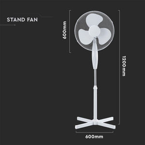 Ventilatore con Base a Croce 40W Altezza Regolabile (Max 120cm) 3 Pale a 3 Velocità Rotante Colore Bianco