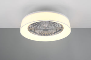 Ventilatori a soffitto FARESUND LED diffusore satinato con bordo tessuto con telecomando regolazione intensità bianco R62662101