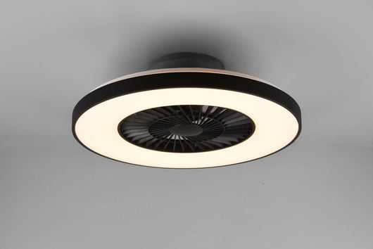 Ventilatori a soffitto HALMSTADT LED diffusore satinato con bordo nero R62672132