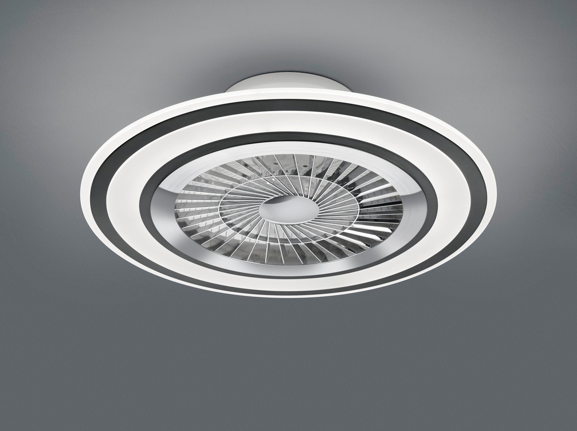 Ventilatori a soffitto e Plafoniera con effetto cielo stellato con telecomando multifunzion e regolazione intensità  bordo nero e satinato  FLAGA LED con R62743132