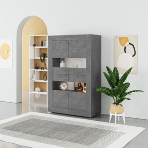 Vetrina credenza Fiesta 4 ante grigio cemento