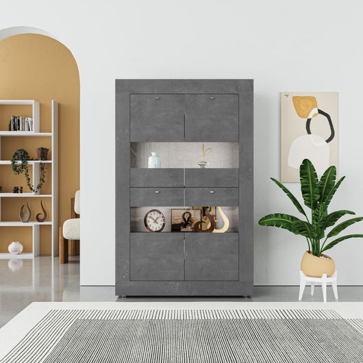 Vetrina credenza Fiesta 4 ante grigio cemento