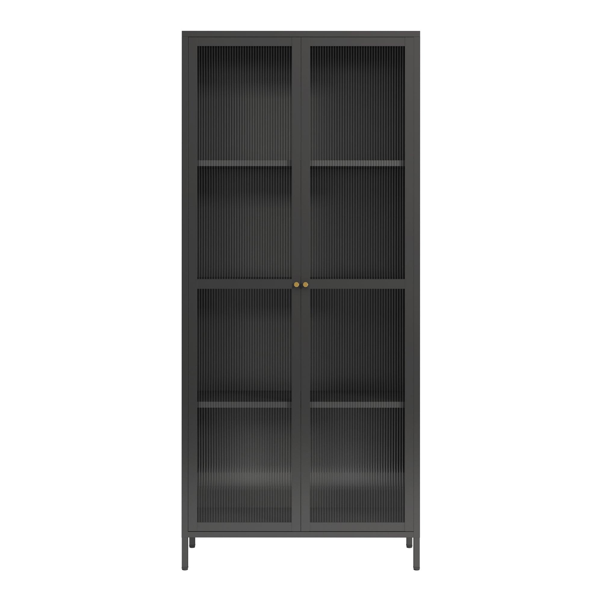 Armadio a Vetrata Sà¤kylà¤ con 4 Scomparti 180 x 80 x 35 cm Acciaio Nero [en.casa]